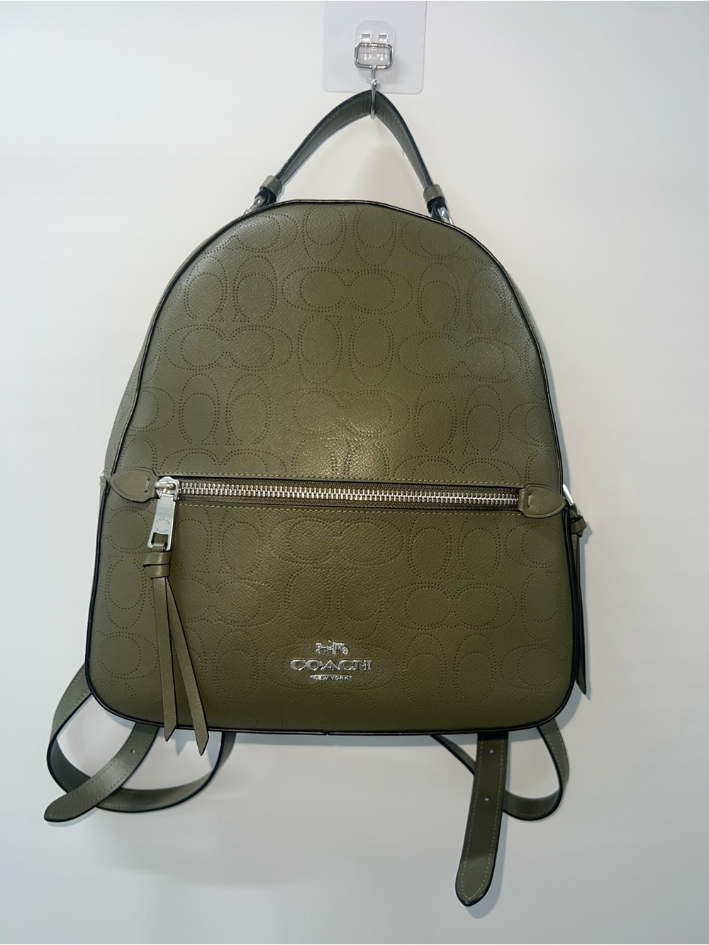 Coach Olive Green Signature Leather Backpack